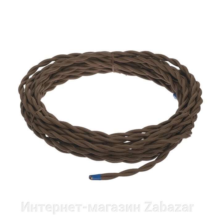 Ретро провод ПуГВсн Luazon Lighting "Винтаж", 10 м, 2х2.5 мм2, коричневый от компании Интернет-магазин Zabazar - фото 1