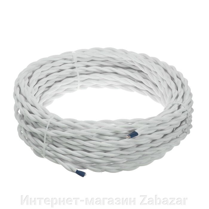 Ретро провод ПуГВсн Luazon Lighting "Винтаж", 20 м, 2х2.5 мм2, белый от компании Интернет-магазин Zabazar - фото 1