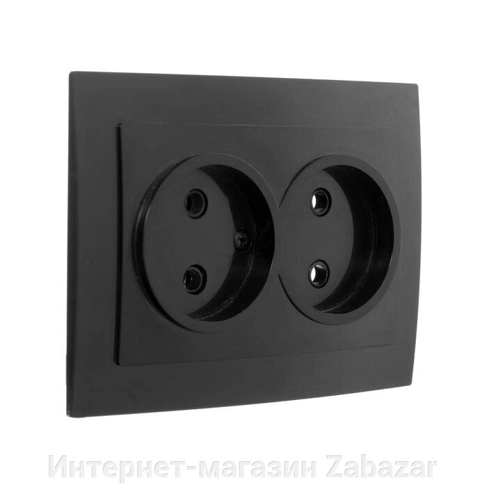 Розетка "Элект" RS 16-237-Ч, двухместная, без з/к, скрытая, черная от компании Интернет-магазин Zabazar - фото 1