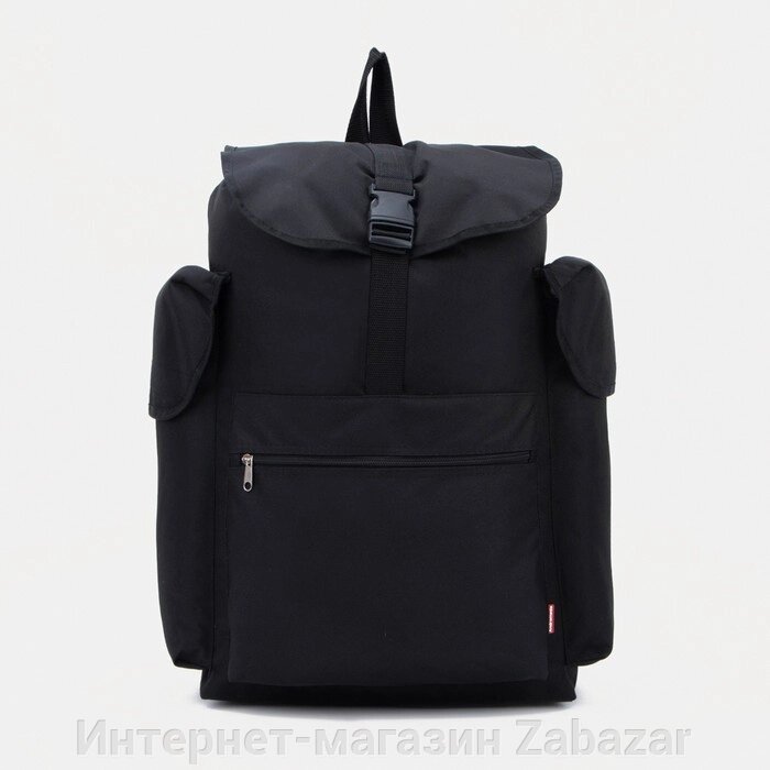 Рюкзак туристический 30 л, отдел на шнурке,3 наружных кармана, цвет чёрный от компании Интернет-магазин Zabazar - фото 1