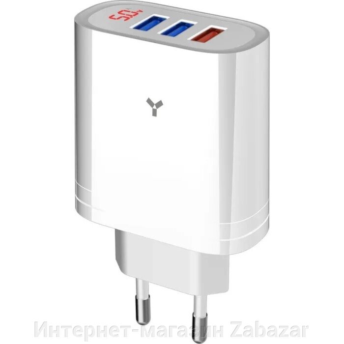 Сетевое зарядное устройство Accesstyle Topaz 30W3A, 3 USB, 3А, 18Вт, быстрая зарядка, белое от компании Интернет-магазин Zabazar - фото 1