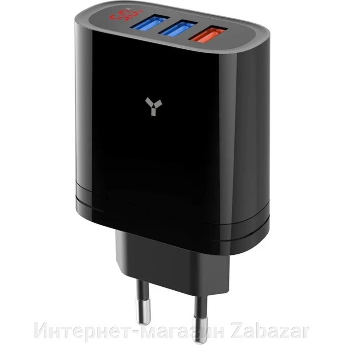 Сетевое зарядное устройство Accesstyle Topaz 30W3A, 3 USB, 3А, 18Вт, быстрая зарядка, черное от компании Интернет-магазин Zabazar - фото 1