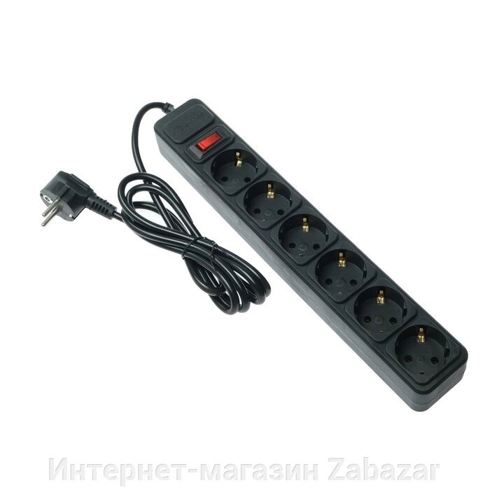 Сетевой фильтр 5bites SP6B-118 6S, 6 розеток, 1.8 м, 10 А, 3х0.75 мм2, с выкл., черный от компании Интернет-магазин Zabazar - фото 1