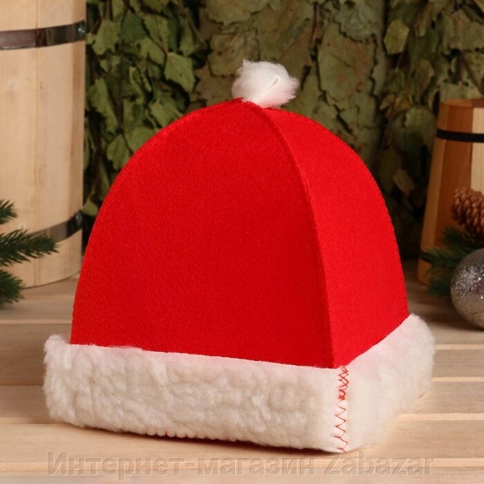 Шапка для бани и сауны Деда Мороза, красный от компании Интернет-магазин Zabazar - фото 1