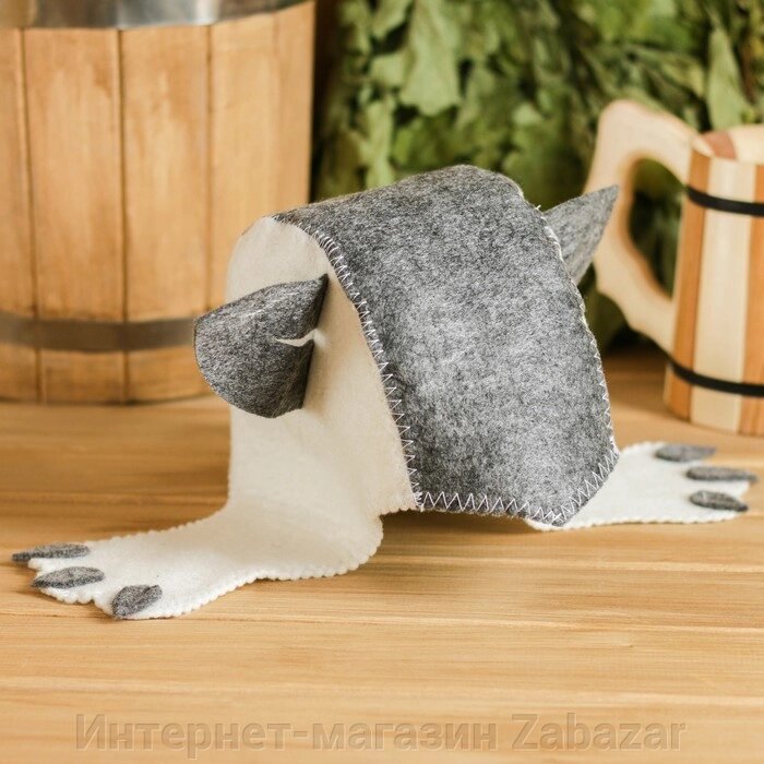 Шапка для бани с детской аппликацией "Кошка", войлок, эконом от компании Интернет-магазин Zabazar - фото 1