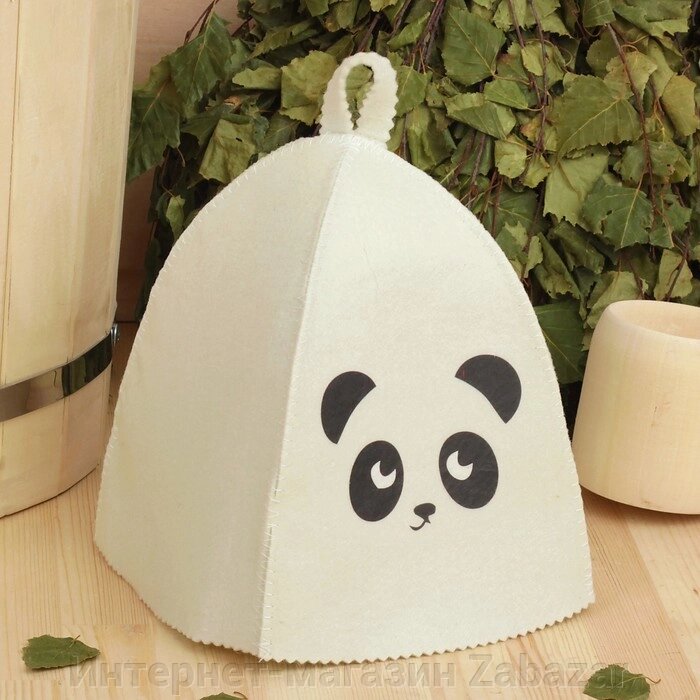 Шапка для бани с детской термопечатью "Панда" от компании Интернет-магазин Zabazar - фото 1