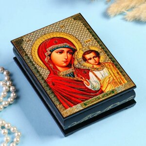 Шкатулка «Божья Матерь Казанская» 1014 см, лаковая миниатюра