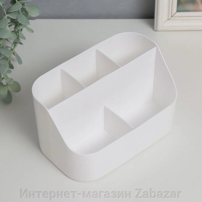 Шкатулка для косметики пластик "Этера" белая 10,5х18х11,5 см от компании Интернет-магазин Zabazar - фото 1