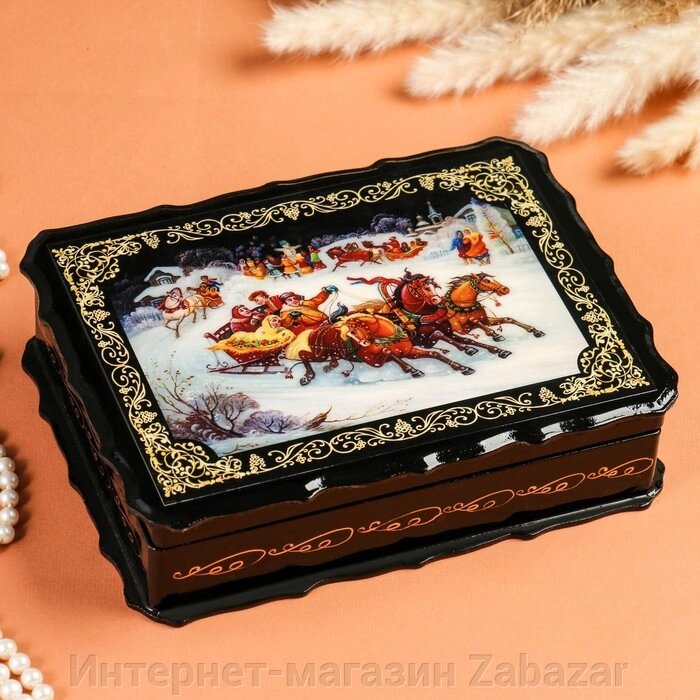 Шкатулка «Гонки на тройках», 17236 см, лаковая миниатюра от компании Интернет-магазин Zabazar - фото 1