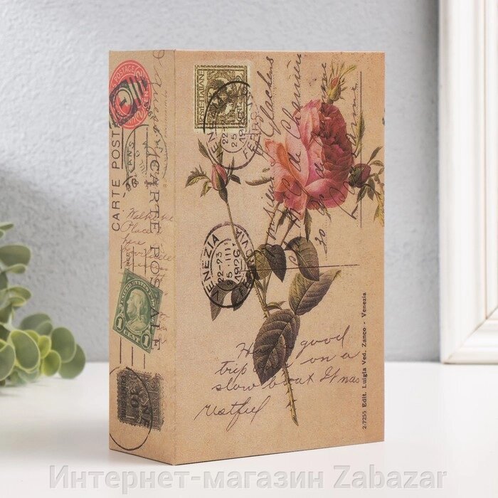 Шкатулка книга пластик, металл "Розовая роза" 5,5х12х18 см от компании Интернет-магазин Zabazar - фото 1