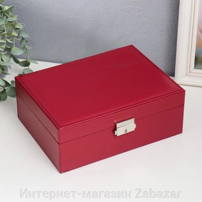 Шкатулка кожзам для украшений "Красная матовая" 9х23х17 см от компании Интернет-магазин Zabazar - фото 1
