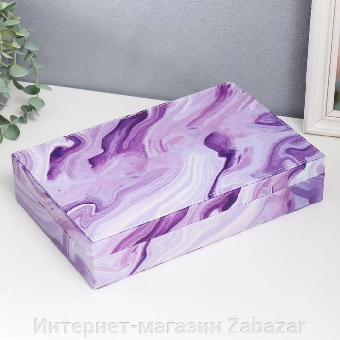 Шкатулка кожзам для украшений "Мрамор фиолет" 5,5х29х18,5 см от компании Интернет-магазин Zabazar - фото 1