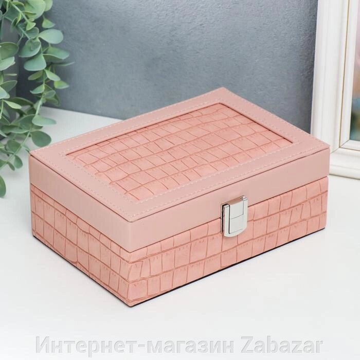 Шкатулка кожзам для украшений "Розовый питон" комбинированная 7,5х14х20 см от компании Интернет-магазин Zabazar - фото 1