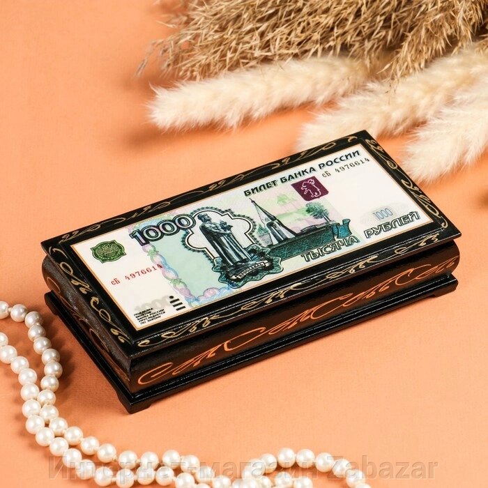 Шкатулка - купюрница «1000 рублей», 8,5х17 см, лаковая миниатюра от компании Интернет-магазин Zabazar - фото 1