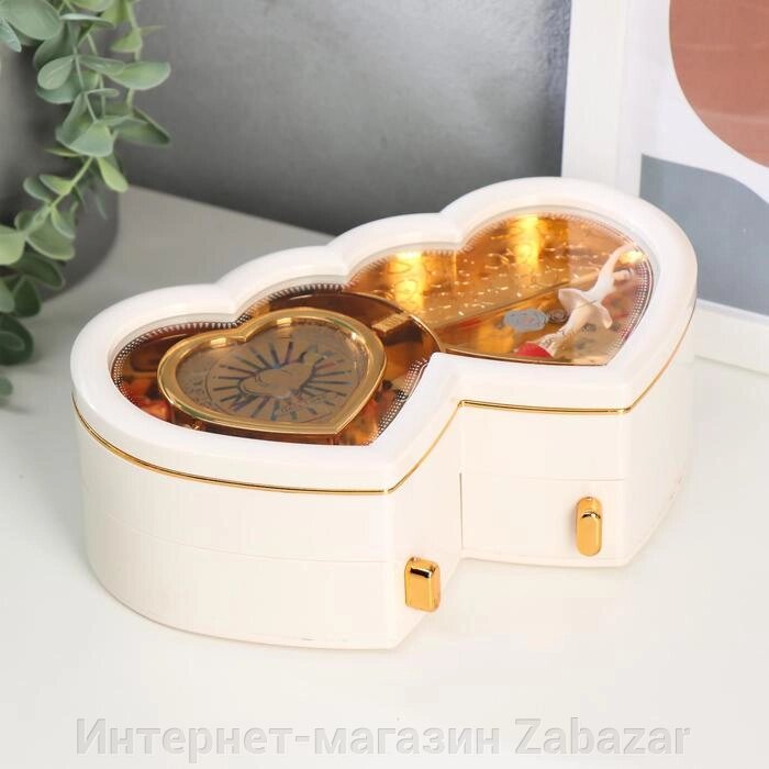 Шкатулка музыкальная механическая "Белые сердца" 12,5х21,5х7,5 см от компании Интернет-магазин Zabazar - фото 1