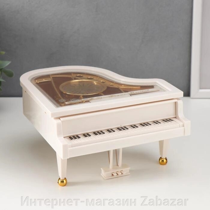 Шкатулка музыкальная механическая "Белый рояль с балериной" 10,5х17,5х18,5 см от компании Интернет-магазин Zabazar - фото 1