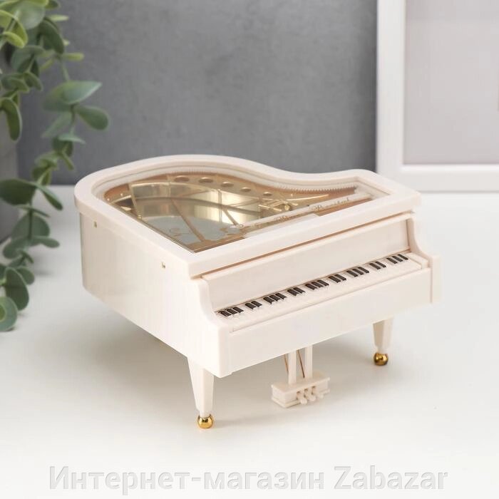 Шкатулка музыкальная механическая "Белый рояль с балериной" 12х13,5х8,5 см от компании Интернет-магазин Zabazar - фото 1