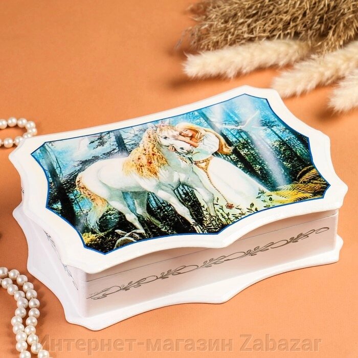 Шкатулка «Сюжет», белая, 2516 см, лаковая миниатюра от компании Интернет-магазин Zabazar - фото 1