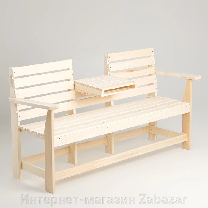 Скамейка, 1606090см, из липы, с выдвижным столиком, "Добропаровъ" от компании Интернет-магазин Zabazar - фото 1