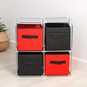 Стойка для хранения одежды Доляна, 4 короба, 602960 см, цвет красно-чёрный