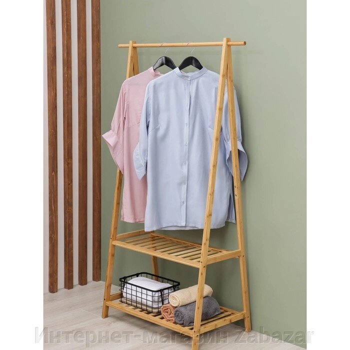 Стойка для одежды с двумя полками Доляна «Бамбук», 9043152 см, цвет бежевый от компании Интернет-магазин Zabazar - фото 1