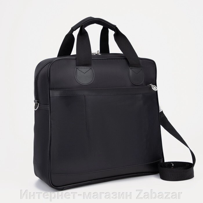 Сумка дорожная на молнии, наружный карман, держатель для чемодана, цвет чёрный от компании Интернет-магазин Zabazar - фото 1