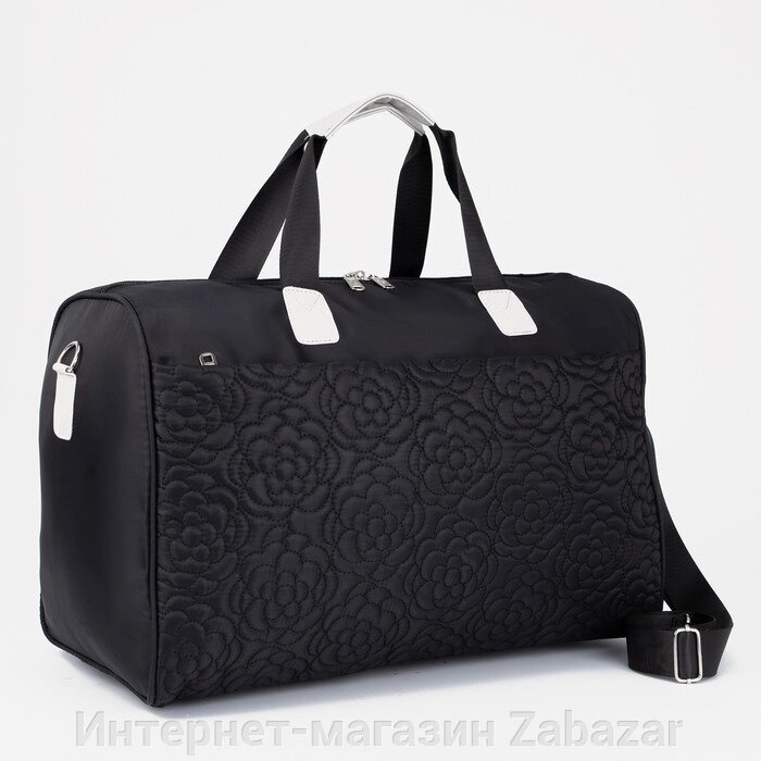 Сумка дорожная на молнии, наружный карман, длинный ремень, держатель для чемодана, цвет чёрный от компании Интернет-магазин Zabazar - фото 1