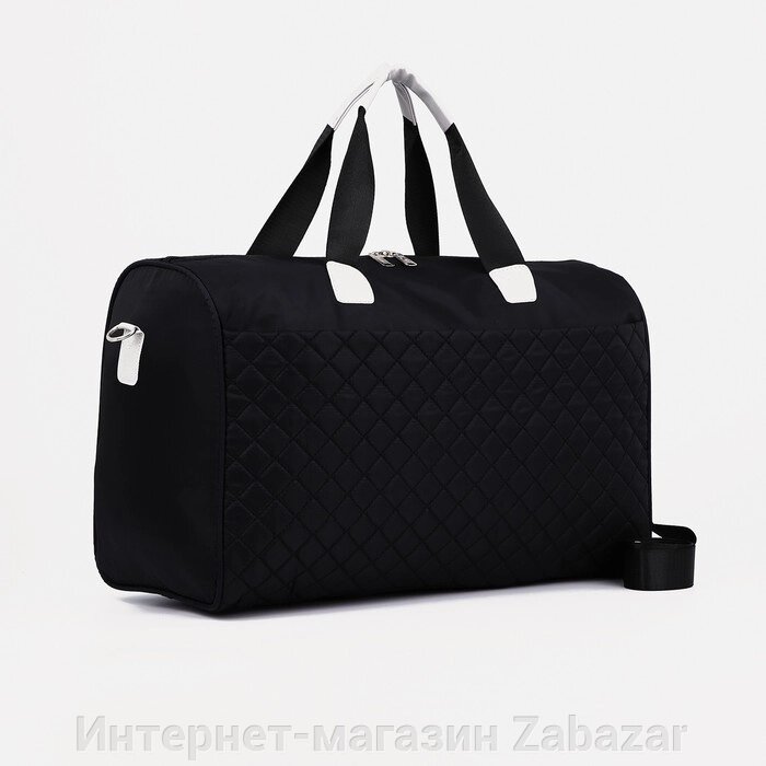 Сумка дорожная на молнии, наружный карман, длинный ремень, держатель для чемодана, цвет чёрный от компании Интернет-магазин Zabazar - фото 1