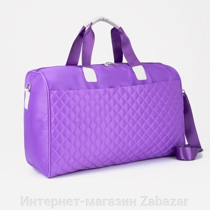 Сумка дорожная на молнии, наружный карман, длинный ремень, держатель для чемодана, цвет сиреневый от компании Интернет-магазин Zabazar - фото 1