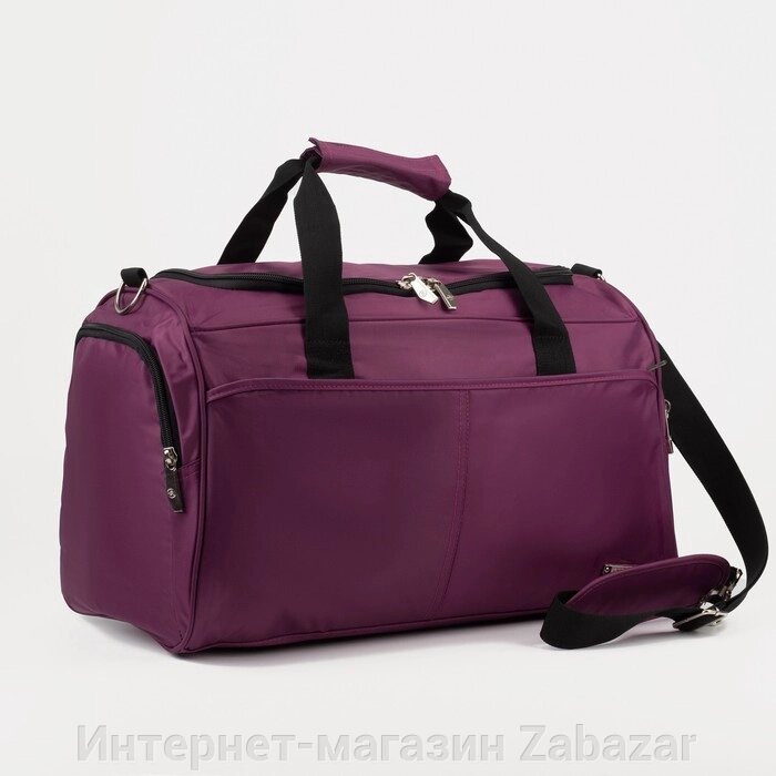 Сумка спортивная, отдел на молнии, 3 наружных кармана, длинный ремень, цвет фиолетовый от компании Интернет-магазин Zabazar - фото 1