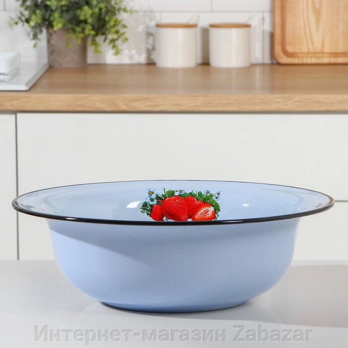 Таз «Клубника садовая», 7 л, 38,512 см, индукция, цвет серо-голубой от компании Интернет-магазин Zabazar - фото 1