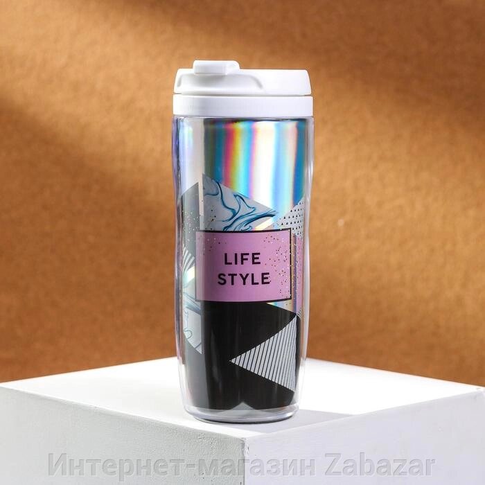 Термостакан с голографической вставкой Life style, 350 мл, сохраняет тепло 2 ч от компании Интернет-магазин Zabazar - фото 1