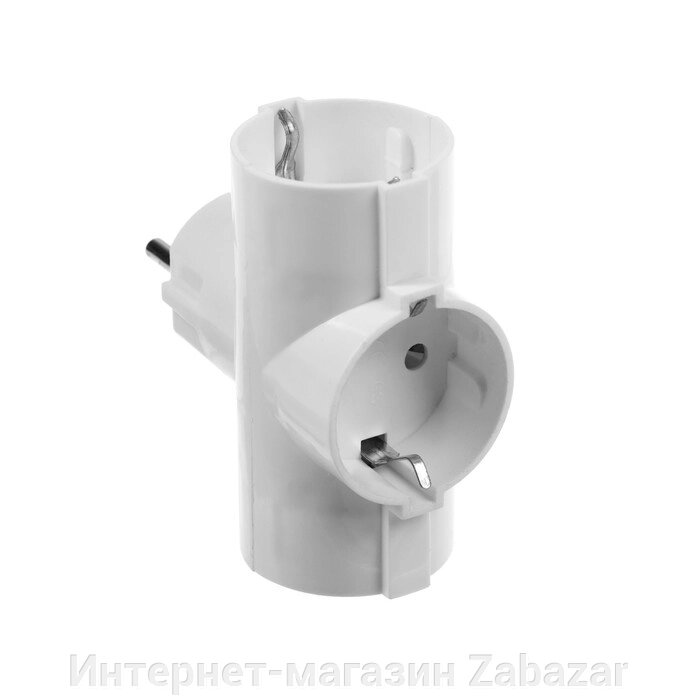 Тройник электрический, 16А, с з/к, 220 В, белый от компании Интернет-магазин Zabazar - фото 1