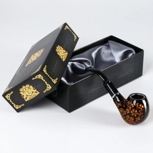 Трубка курительная "Командор" классическая, раструб черный с золотым узором, 14 см