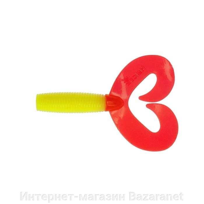 Твистер Helios Credo Double Tail Acid lemon & Red, 9 см, 5 шт. (HS-28-029) от компании Интернет-магазин Zabazar - фото 1