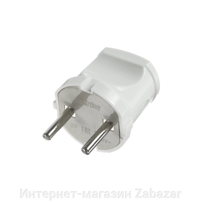 Вилка прямая Smartbuy, 10 А, 250 В, без з/к, белая от компании Интернет-магазин Zabazar - фото 1