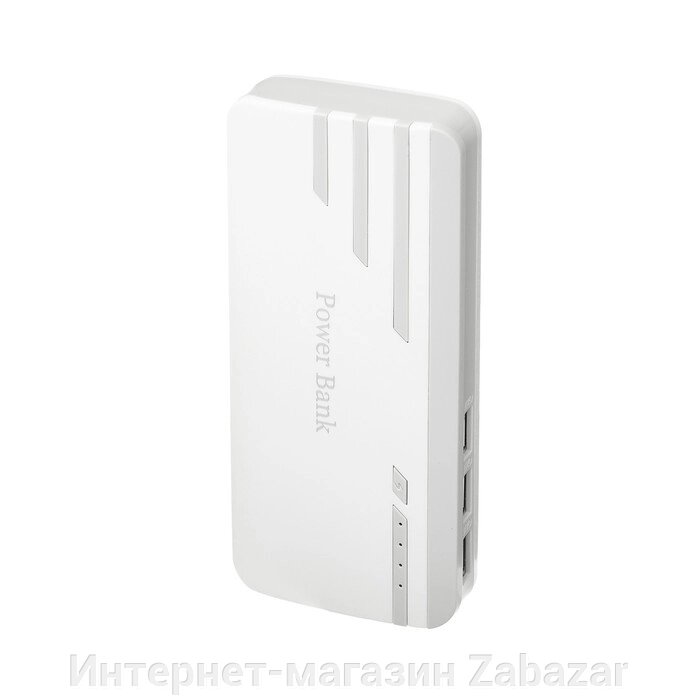 Внешний аккумулятор LuazON PB-25, 10000 мАч, 3 USB, 1 А, индикатор, фонарик, серо-белый 431 от компании Интернет-магазин Zabazar - фото 1