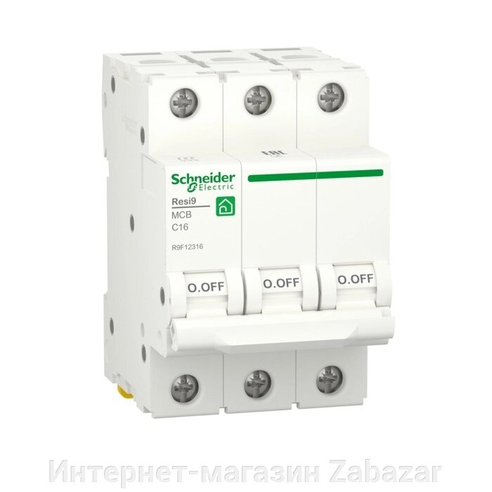 Выключатель автоматический SE Resi9, 3 полюса, С, 6 А, 6 кА, R9F12316 от компании Интернет-магазин Zabazar - фото 1