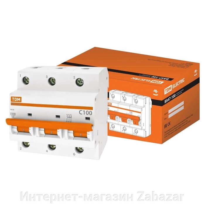 Выключатель автоматический TDM ВА47-100, 3п, 100 А, 10 кА от компании Интернет-магазин Zabazar - фото 1