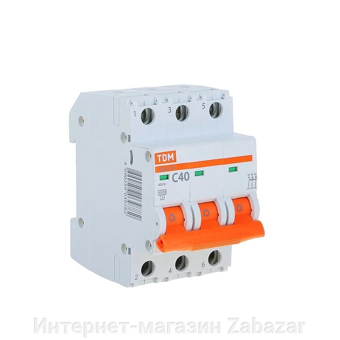 Выключатель автоматический TDM ВА47-29, 3п, 40 А, 4.5 кА от компании Интернет-магазин Zabazar - фото 1