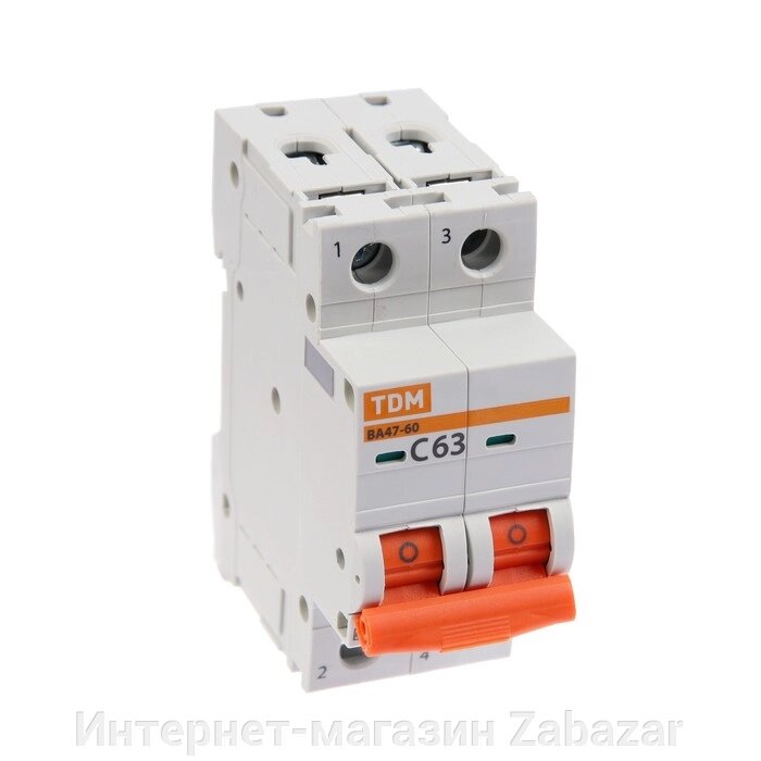 Выключатель автоматический TDM ВА47-60, 2п, 63 А, 6 кА, C, SQ0223-0099 от компании Интернет-магазин Zabazar - фото 1