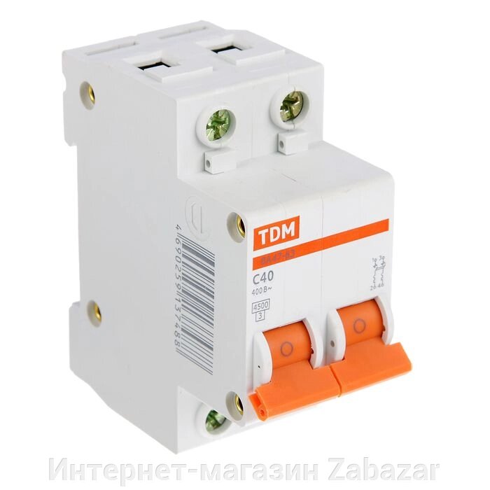 Выключатель автоматический TDM ВА47-63, 2п, 40 А, 4.5 кА от компании Интернет-магазин Zabazar - фото 1