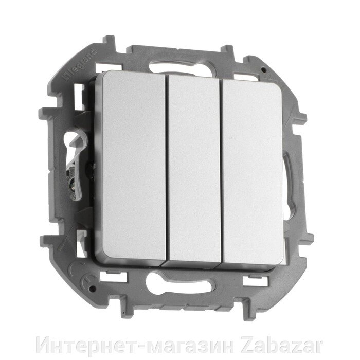 Выключатель трехклавишный Legrand INSPIRIA, 20 AX, 250 В, Алюминий от компании Интернет-магазин Zabazar - фото 1