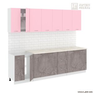 Кухня Корнелия Лира 2,6м розовый/оникс