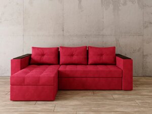 Угловой диван Константин с декором красный вельвет