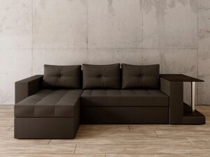 Угловой диван Константин со столом тёмно-серая рогожка