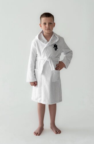 Детский махровый халат с капюшоном RUSDECOR, цвет белый, 100% хлопок