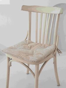 Льняная подушка на стул RUSDECOR с принтом "Листья", с завязками 40х40, лен/полиэстер
