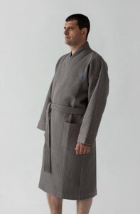Мужской банный халат RUSDECOR, цвет серый, 100% хлопок 56-58