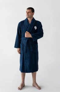 Мужской банный халат RUSDECOR, цвет синий, 100% хлопок